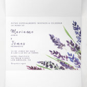 Faire-part de mariage bilingue - Lavande tout en u (Intérieur au milieu)