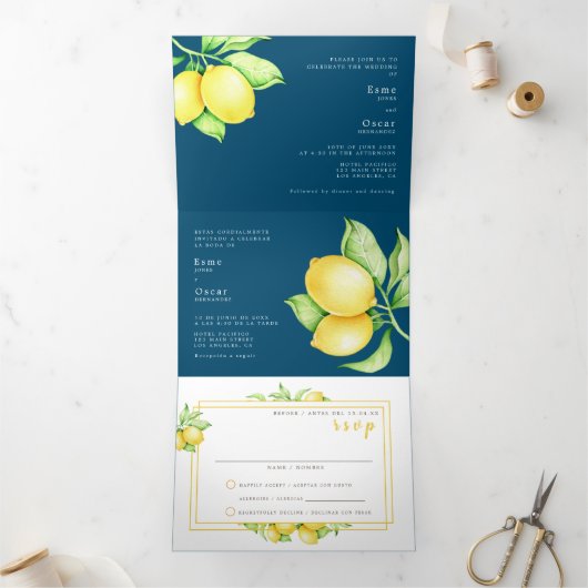 Faire-part de mariage bilingue - Les citrons tous  (Intérieur)