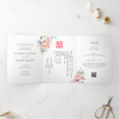 Faire-part de mariage bilingue paon chinois (VERT) (Intérieur)