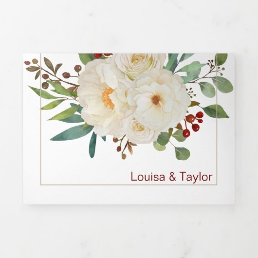 Faire-part de mariage bilingue - Peony All in One (Page de couverture)