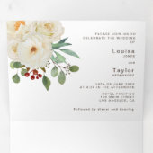 Faire-part de mariage bilingue - Peony All in One (Intérieur en premier)