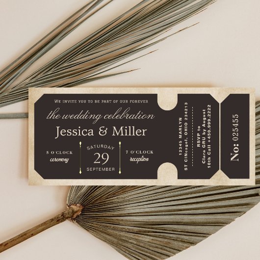 Faire-part de mariage Billet Vintage