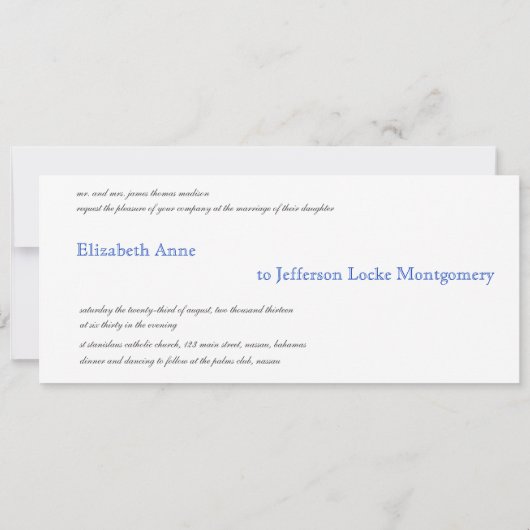 Faire-part de mariage Bimini Blue Shell (Dos)