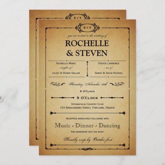 Faire-part de mariage Bistro (Devant / Derrière)