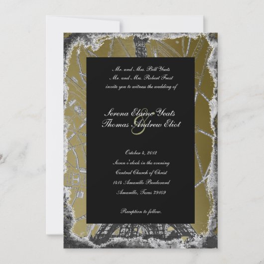 Faire-part de mariage Black and Gold Paris (Devant)