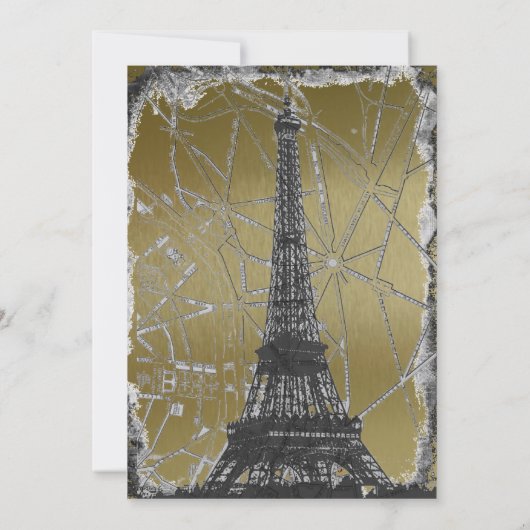 Faire-part de mariage Black and Gold Paris (Dos)