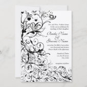 Faire-part de mariage Black Birds & Swirls (Devant)