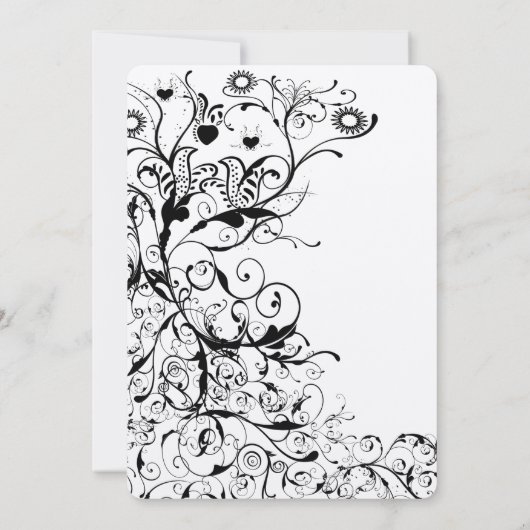 Faire-part de mariage Black Birds & Swirls (Dos)