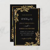 Faire-part de mariage Black Gold avec votre code Q (Devant / Derrière)