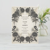 Faire-part de mariage Black Rose Gold Fern (Debout devant)