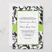 Faire-part de mariage Black Swirl avec vert (Devant)