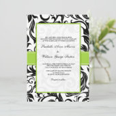 Faire-part de mariage Black Swirl avec vert (Debout devant)