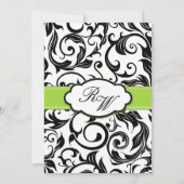 Faire-part de mariage Black Swirl avec vert (Dos)