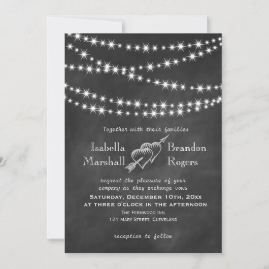 Faire-part de mariage Blackboard Twinkle Lights (Devant)