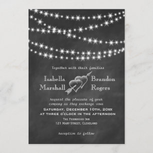 Faire-part de mariage Blackboard Twinkle Lights