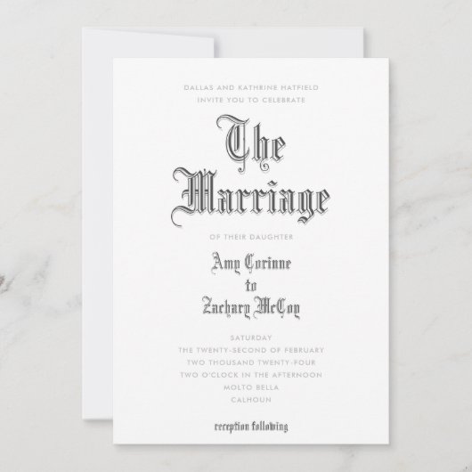 Faire-part de mariage Blackletter (Devant)