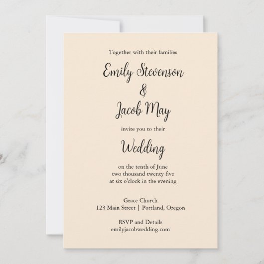 Faire-part de mariage blanc antique (Devant)