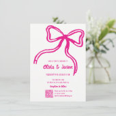 Faire-part de mariage blanc arc rose (Debout devant)