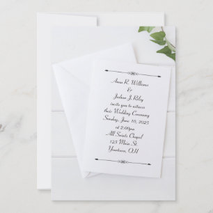 faire-part de mariage blanc avec enveloppe de lier