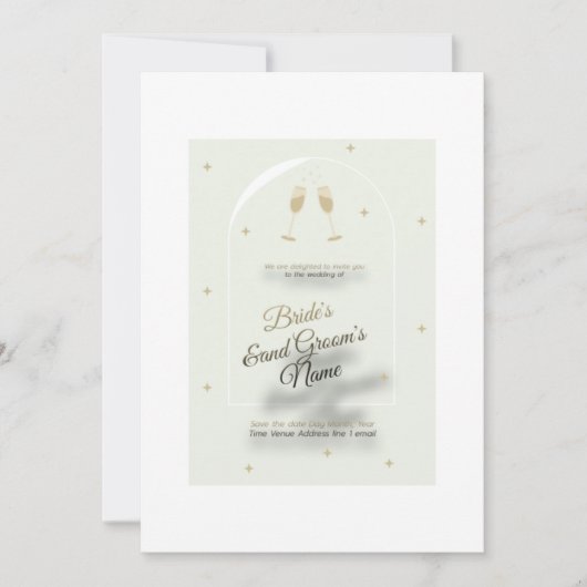 Faire-part de mariage blanc avec impression bleue  (Devant)