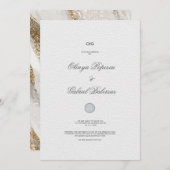 Faire-part de mariage blanc avec pinceau or (Devant / Derrière)