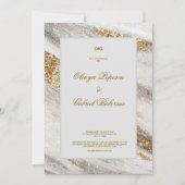 Faire-part de mariage blanc avec pinceau or (Devant)