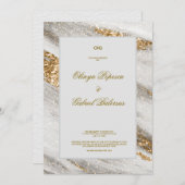 Faire-part de mariage blanc avec pinceau or (Devant / Derrière)