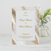 Faire-part de mariage blanc avec pinceau or (Debout devant)