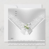 Faire-part de mariage blanc avec ruban blanc et de (Dos)