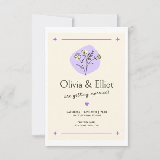 Faire-part de mariage blanc avec une fine planche  (Devant)