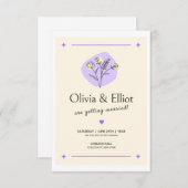 Faire-part de mariage blanc avec une fine planche  (Devant / Derrière)