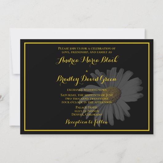 Faire-part de mariage blanc Black Gold (Dos)