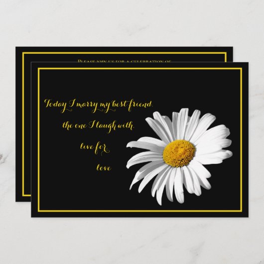 Faire-part de mariage blanc Black Gold (Devant / Derrière)