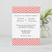 Faire-part de mariage blanc de corail de Chevron (Debout devant)