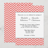Faire-part de mariage blanc de corail de Chevron (Devant / Derrière)