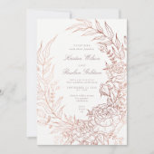 Faire-part de mariage blanc de couronnes de fleurs (Devant)