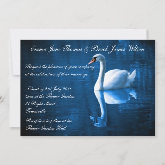 Faire-part de mariage blanc de cygne (Devant)