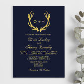 Faire-part de mariage blanc de la marine Monogram 