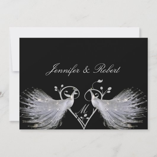 Faire-part de mariage blanc de monogramme de coeur (Devant)