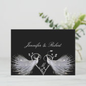 Faire-part de mariage blanc de monogramme de coeur (Debout devant)