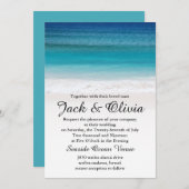 Faire-part de mariage blanc de plage d'océan de (Devant / Derrière)