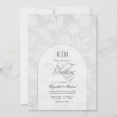 Faire-part de mariage blanc élégant avec monogramm (Devant)