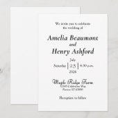Faire-part de mariage blanc élégant minimal (Devant / Derrière)