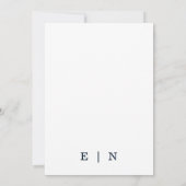 Faire-part de mariage blanc et bleu à l'écriture é (Dos)