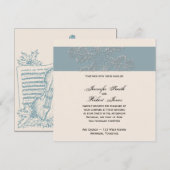 Faire-part de mariage blanc et bleu d'hiver (Devant / Derrière)