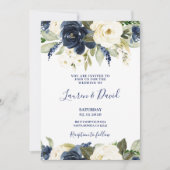 Faire-part de mariage blanc et marine (Devant)