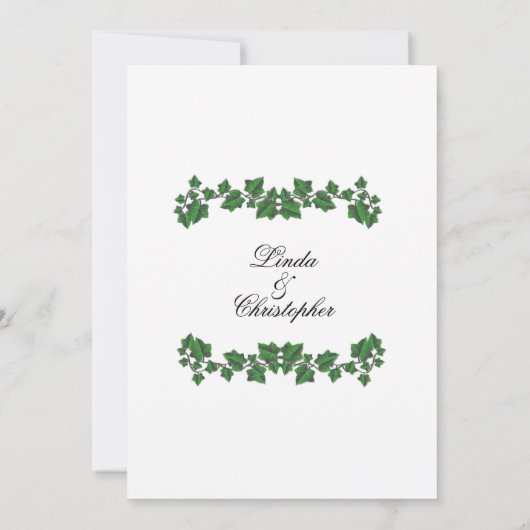 Faire-part de mariage blanc Feuille vert (Dos)