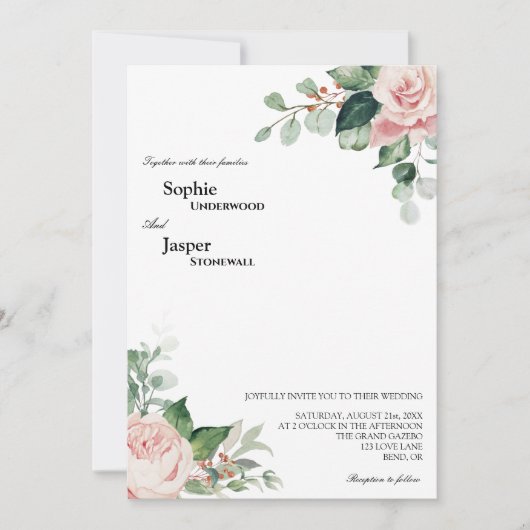 Faire-part de mariage blanc flou (Devant)