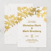 Faire-part de mariage blanc Golden Modern (Devant / Derrière)