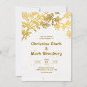 Faire-part de mariage blanc Golden Modern (Devant)